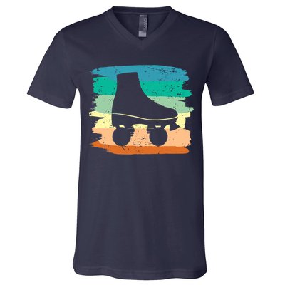 Roller Skating Art 80s Roller Derby Rollerskate V-Neck T-Shirt