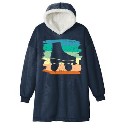 Roller Skating Art 80s Roller Derby Rollerskate Hooded Wearable Blanket