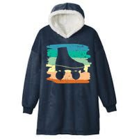 Roller Skating Art 80s Roller Derby Rollerskate Hooded Wearable Blanket