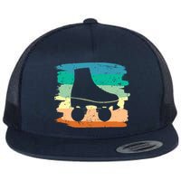 Roller Skating Art 80s Roller Derby Rollerskate Flat Bill Trucker Hat