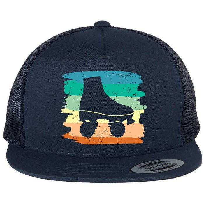 Roller Skating Art 80s Roller Derby Rollerskate Flat Bill Trucker Hat