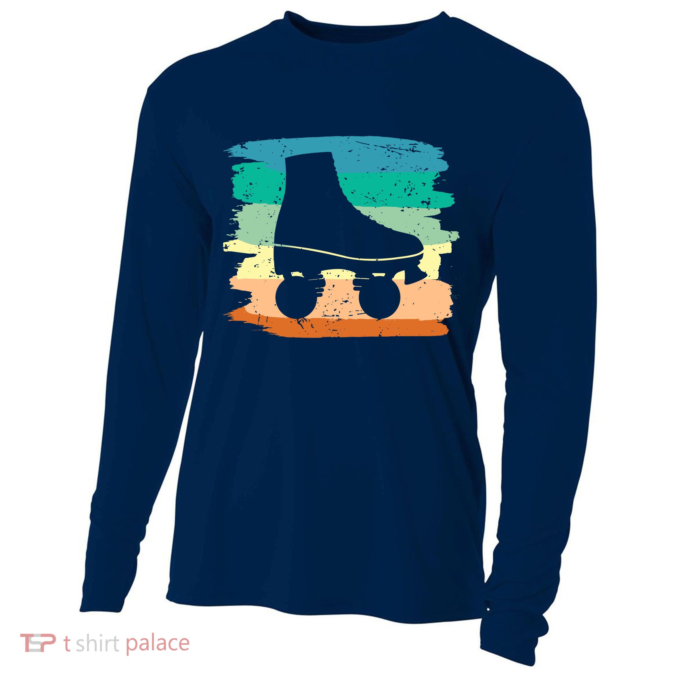 Roller Skating Art 80s Roller Derby Rollerskate Cooling Performance Long Sleeve Crew