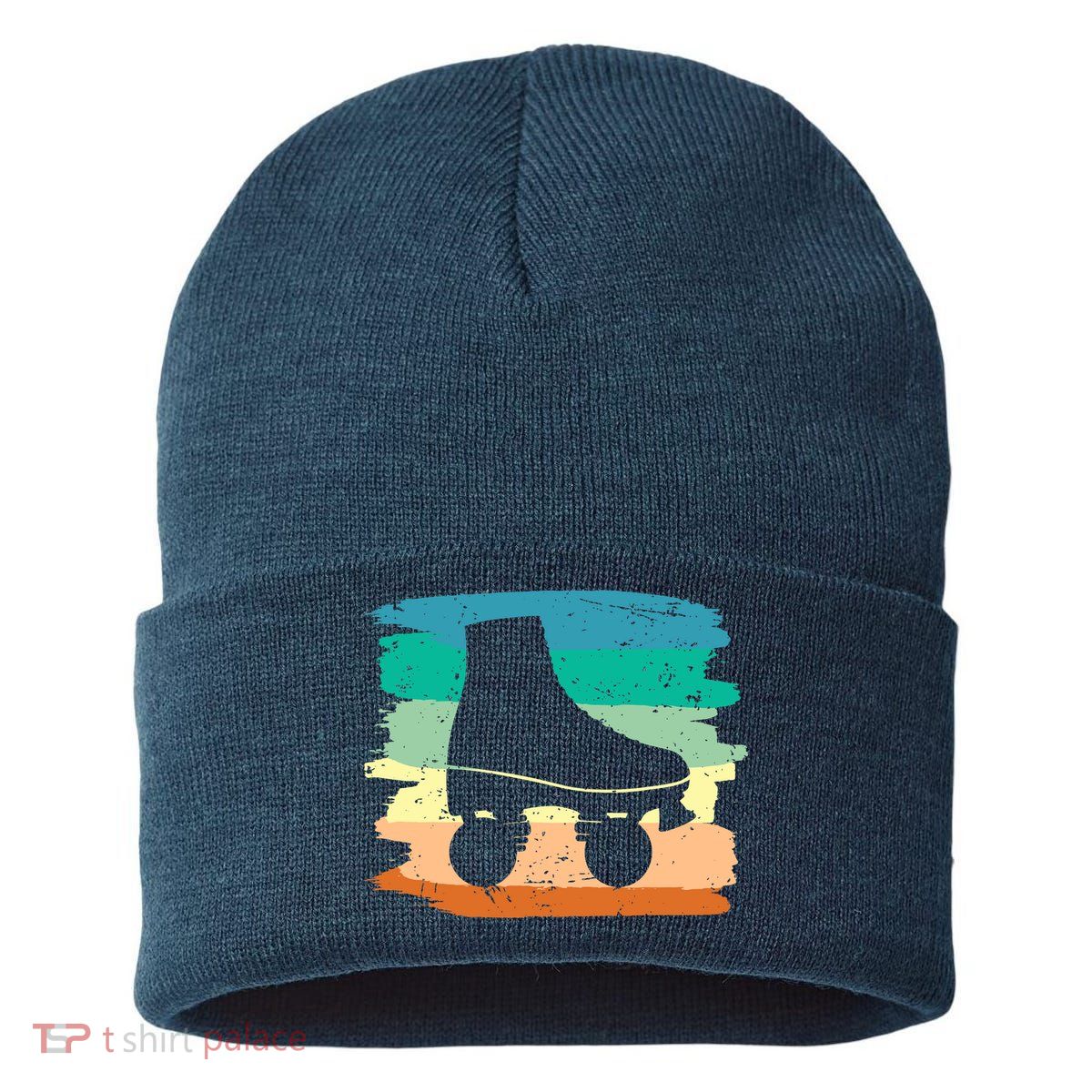 Roller Skating Art 80s Roller Derby Rollerskate Sustainable Knit Beanie