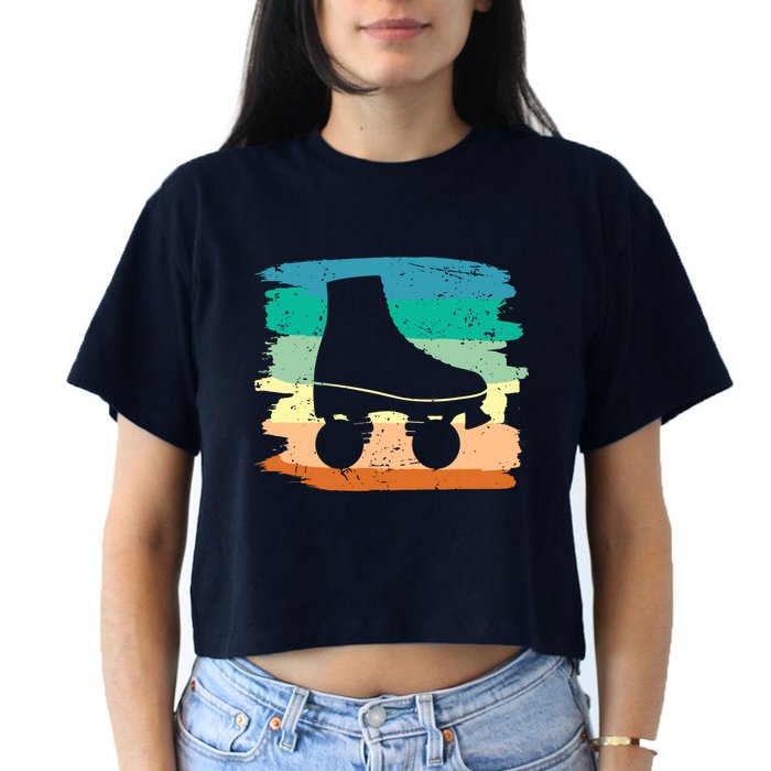 Roller Skating Art 80s Roller Derby Rollerskate Crop Top