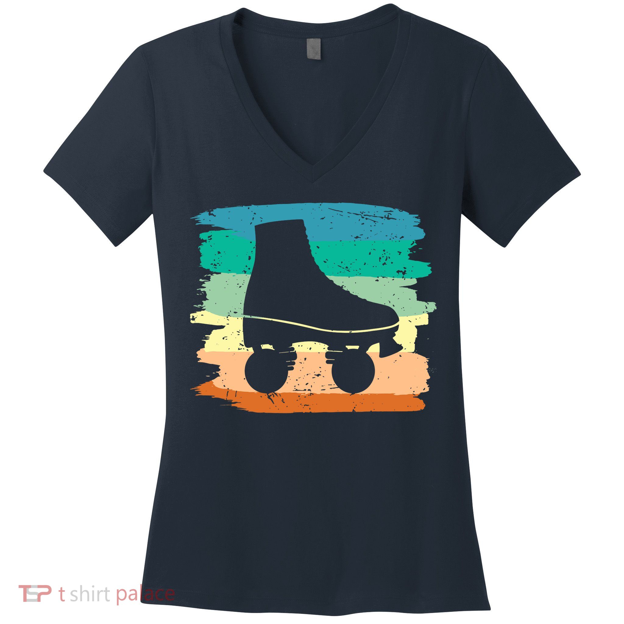 Roller Skating Art 80s Roller Derby Rollerskate Women's V-Neck T-Shirt