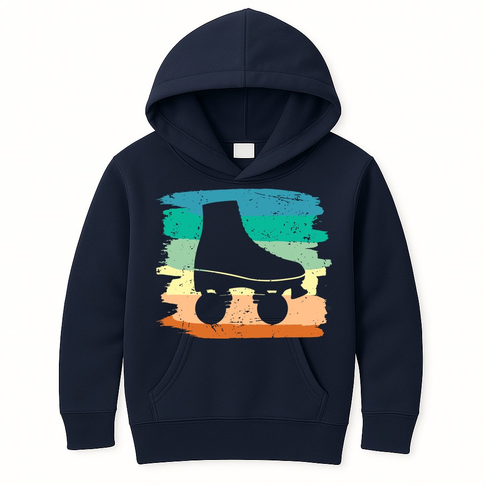 Roller Skating Art 80s Roller Derby Rollerskate Kids Hoodie