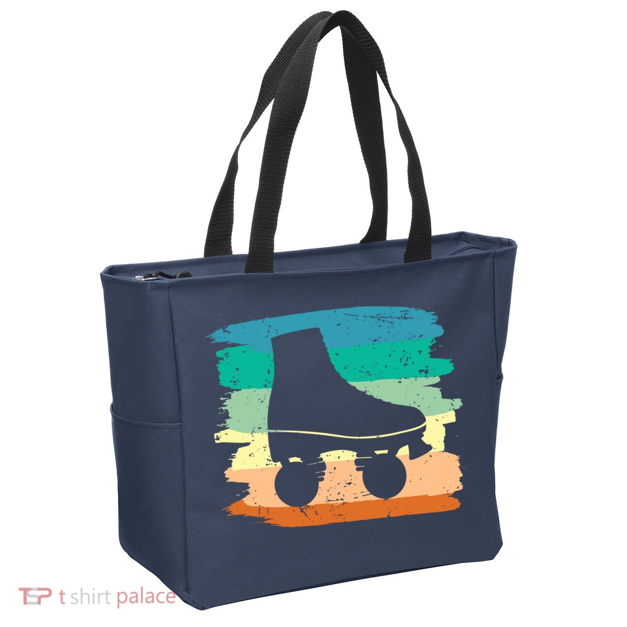 Roller Skating Art 80s Roller Derby Rollerskate Zip Tote Bag