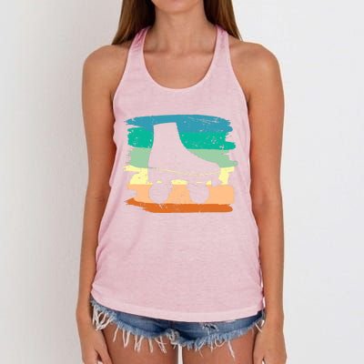 Roller Skating Art 80s Roller Derby Rollerskate Women's Knotted Racerback Tank