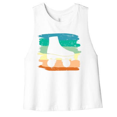 Roller Skating Art 80s Roller Derby Rollerskate Women's Racerback Cropped Tank