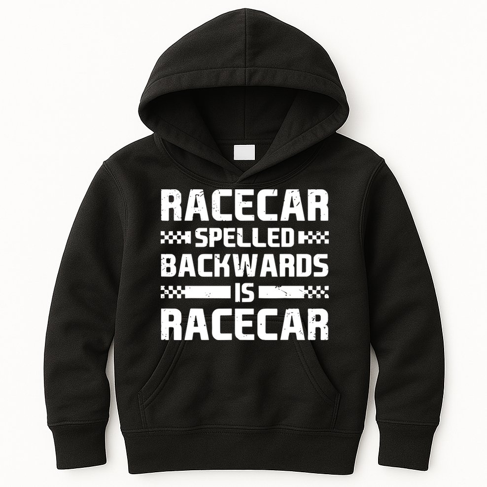 Racecar Spelled Backwards Is Racecar Kids Hoodie