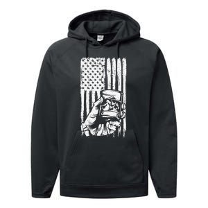 Retro Scotch Bourbon Whisky 4th of July Performance Fleece Hoodie