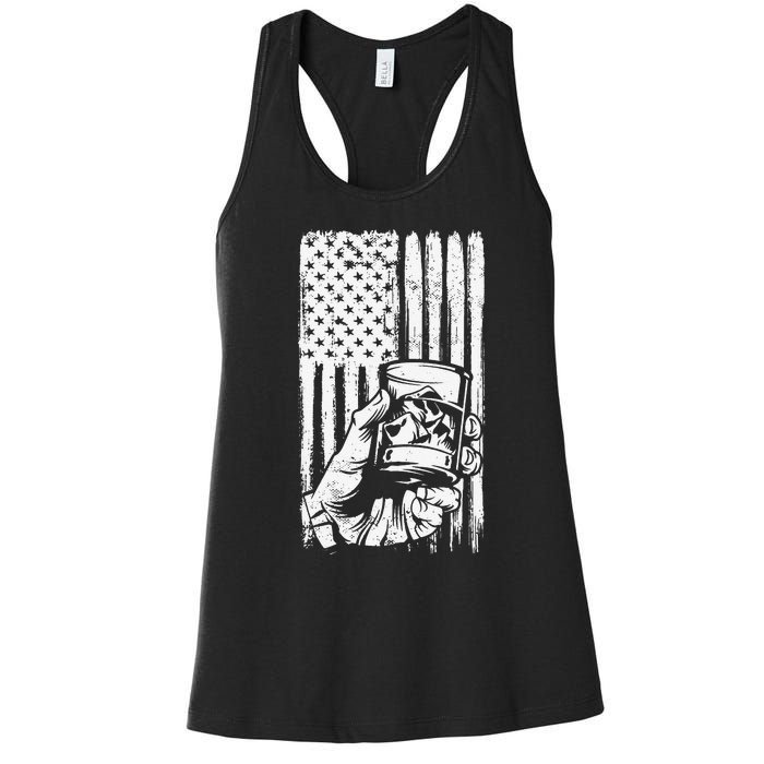 Retro Scotch Bourbon Whisky 4th of July Women's Racerback Tank