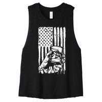 Retro Scotch Bourbon Whisky 4th of July Women's Racerback Cropped Tank