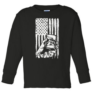 Retro Scotch Bourbon Whisky 4th of July Toddler Long Sleeve Shirt