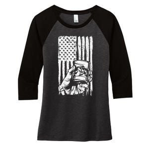 Retro Scotch Bourbon Whisky 4th of July Women's Tri-Blend 3/4-Sleeve Raglan Shirt