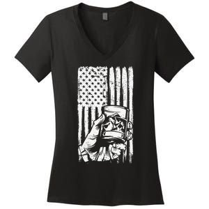 Retro Scotch Bourbon Whisky 4th of July Women's V-Neck T-Shirt