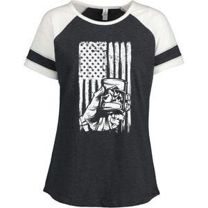 Retro Scotch Bourbon Whisky 4th of July Enza Ladies Jersey Colorblock Tee