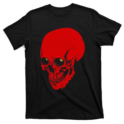 Red Skull Black Light Glowing Eyes Graphic T-Shirt