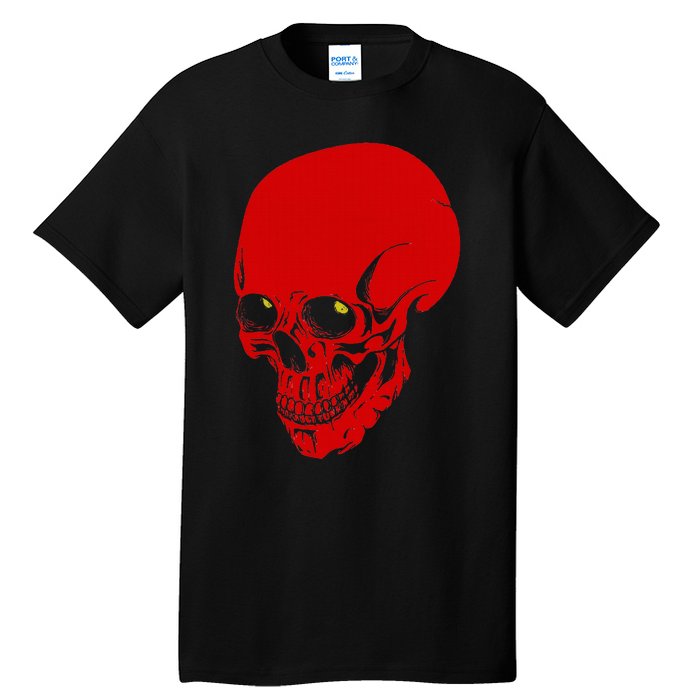 Red Skull Black Light Glowing Eyes Graphic Tall T-Shirt