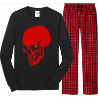 Red Skull Black Light Glowing Eyes Graphic Long Sleeve Pajama Set