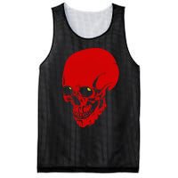 Red Skull Black Light Glowing Eyes Graphic Mesh Reversible Basketball Jersey Tank