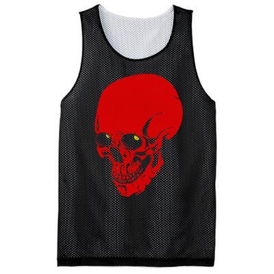 Red Skull Black Light Glowing Eyes Graphic Mesh Reversible Basketball Jersey Tank