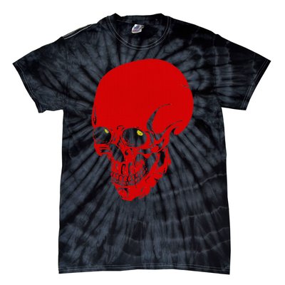 Red Skull Black Light Glowing Eyes Graphic Tie-Dye T-Shirt