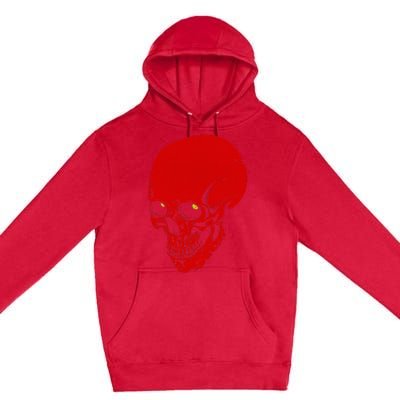 Red Skull Black Light Glowing Eyes Graphic Premium Pullover Hoodie