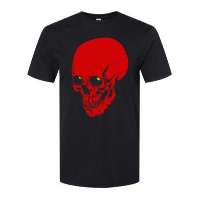 Red Skull Black Light Glowing Eyes Graphic Softstyle CVC T-Shirt