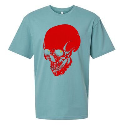 Red Skull Black Light Glowing Eyes Graphic Sueded Cloud Jersey T-Shirt