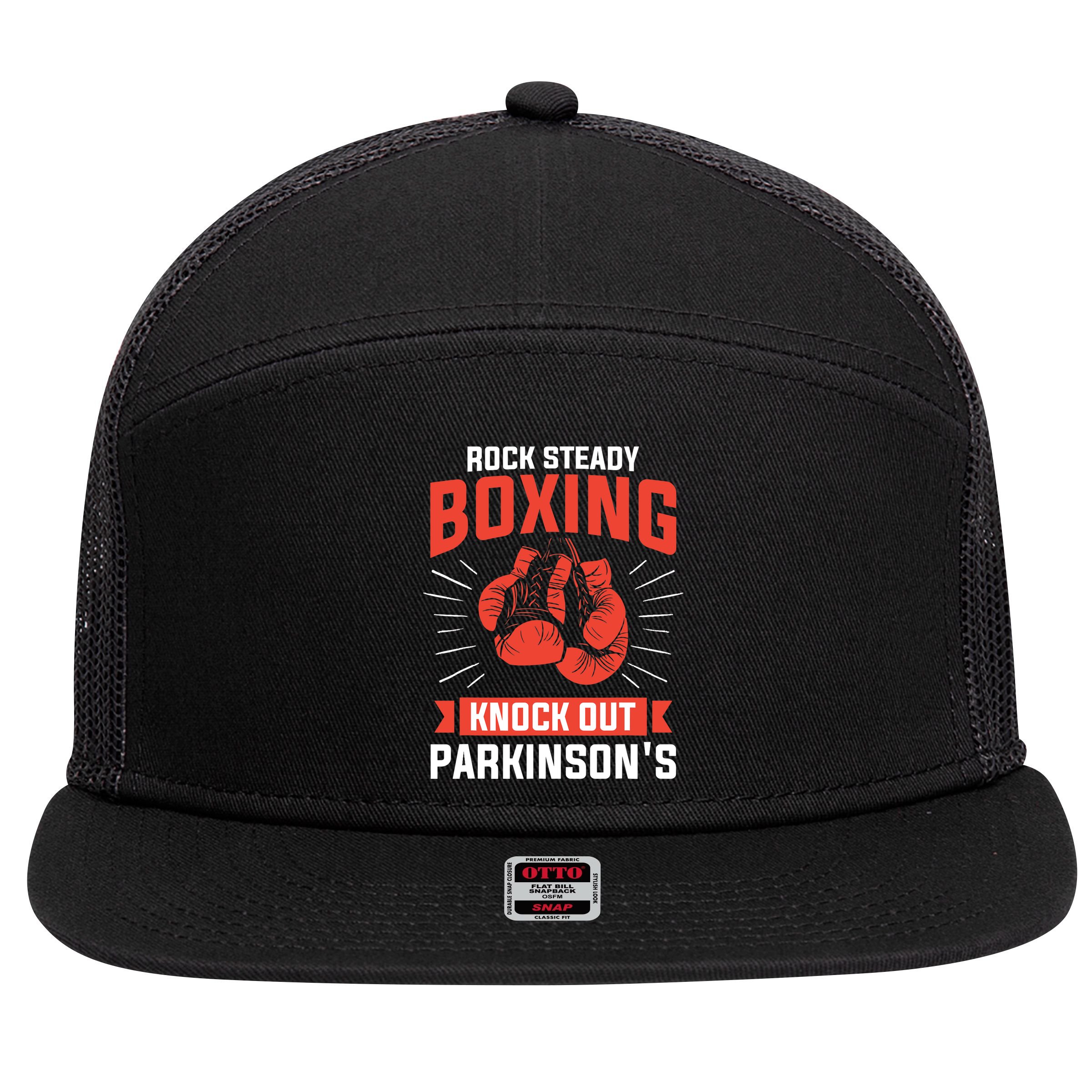Rock Steady Boxing Knock Out Parkinson's Boxer 7 Panel Mesh Trucker Snapback Hat