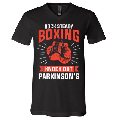 Rock Steady Boxing Knock Out Parkinson's Boxer V-Neck T-Shirt