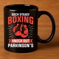 Rock Steady Boxing Knock Out Parkinson's Boxer 11oz C Handle Ceramic Mug