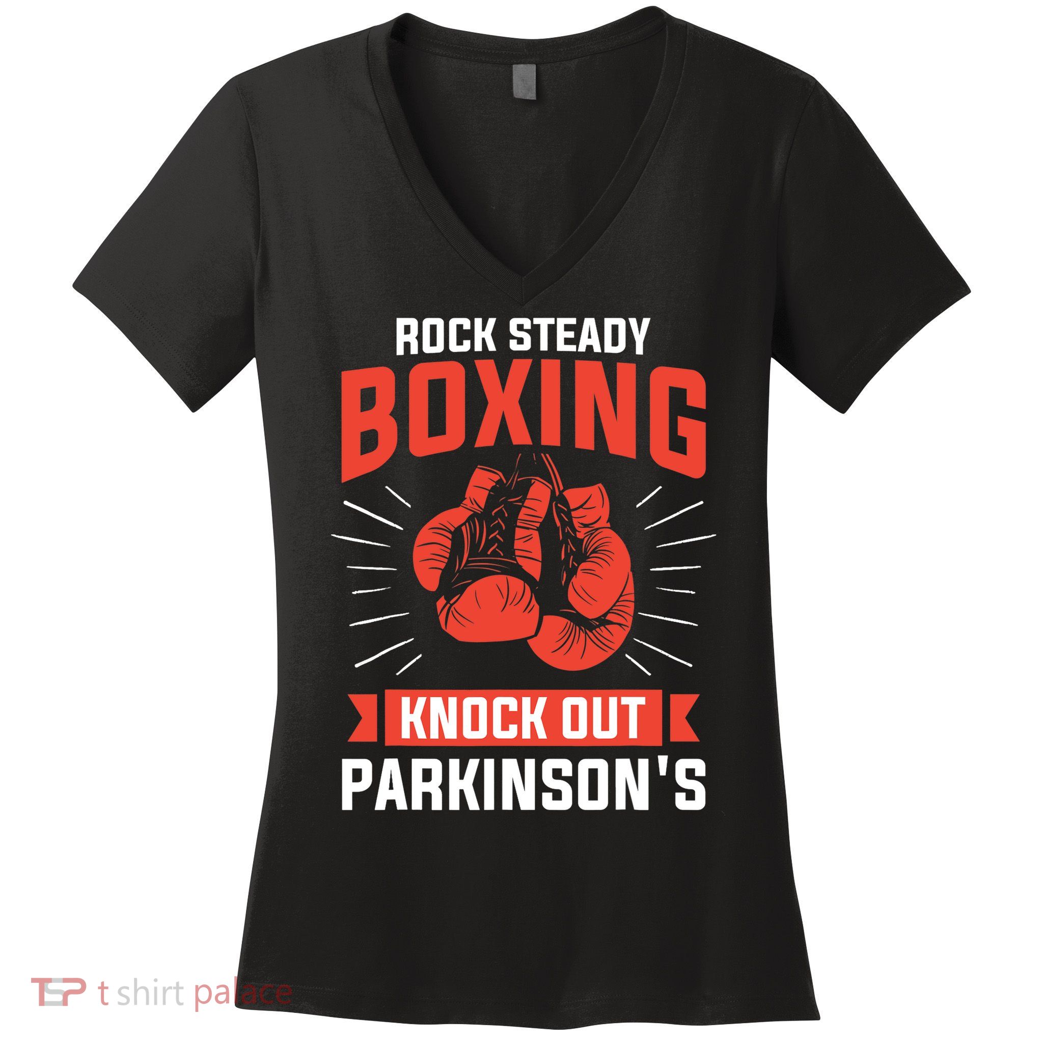 Rock Steady Boxing Knock Out Parkinson's Boxer Women's V-Neck T-Shirt