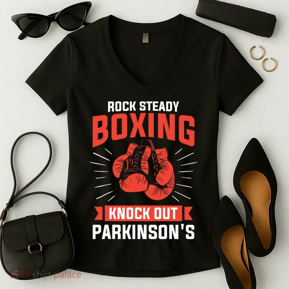 Rock Steady Boxing Knock Out Parkinson's Boxer Women's V-Neck T-Shirt