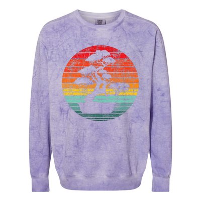 Retro Sunset Bonsai Tree Gardener Japan Japanese Culture Colorblast Crewneck Sweatshirt