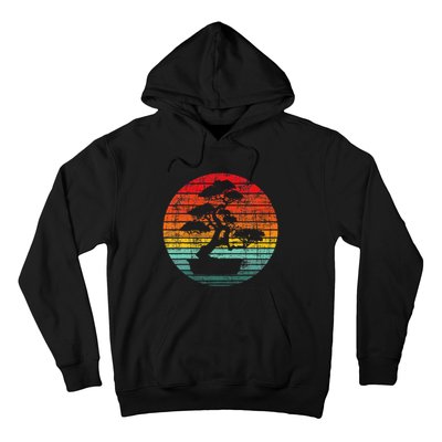 Retro Sunset Bonsai Tree Gardener Japan Japanese Culture Hoodie