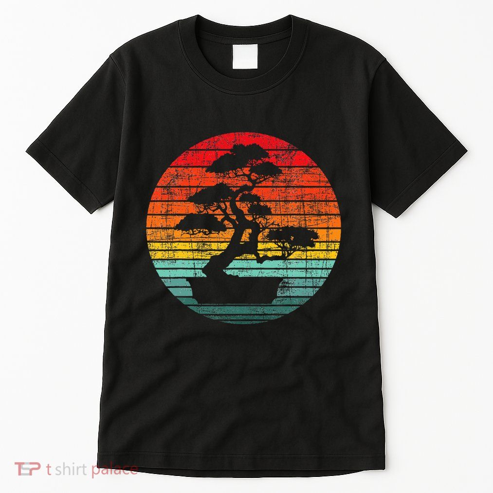 Retro Sunset Bonsai Tree Gardener Japan Japanese Culture Tall T-Shirt