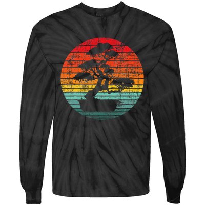 Retro Sunset Bonsai Tree Gardener Japan Japanese Culture Tie-Dye Long Sleeve Shirt