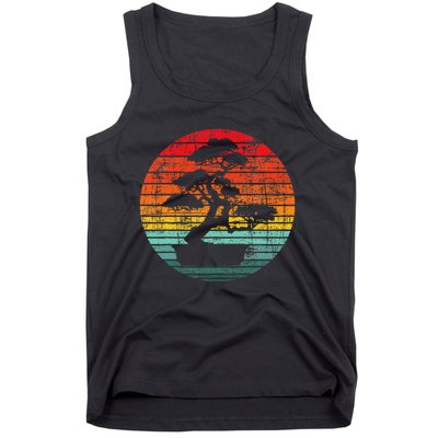 Retro Sunset Bonsai Tree Gardener Japan Japanese Culture Tank Top