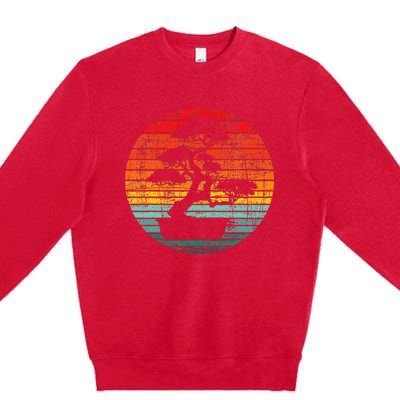 Retro Sunset Bonsai Tree Gardener Japan Japanese Culture Premium Crewneck Sweatshirt