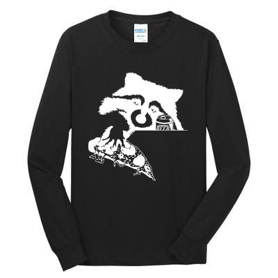 Raccoon Stealing Beer And Pizza Tall Long Sleeve T-Shirt