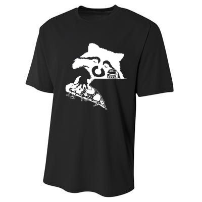 Raccoon Stealing Beer And Pizza Performance Sprint T-Shirt