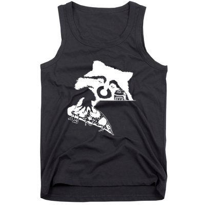 Raccoon Stealing Beer And Pizza Tank Top