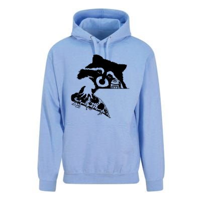 Raccoon Stealing Beer And Pizza Unisex Surf Hoodie