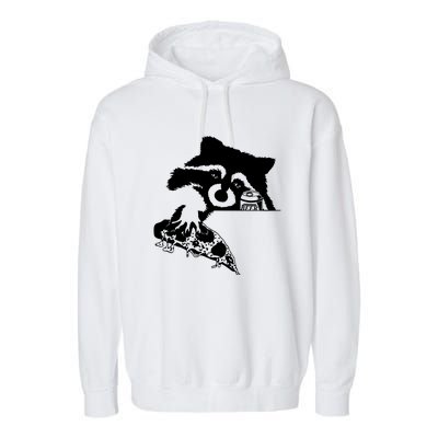 Raccoon Stealing Beer And Pizza Garment-Dyed Fleece Hoodie