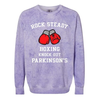 Rock Steady Boxing Knock Out Parkinsons Colorblast Crewneck Sweatshirt