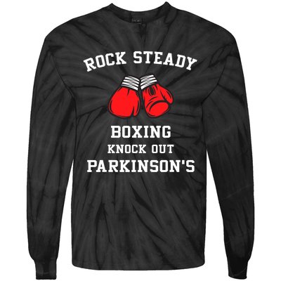 Rock Steady Boxing Knock Out Parkinsons Tie-Dye Long Sleeve Shirt