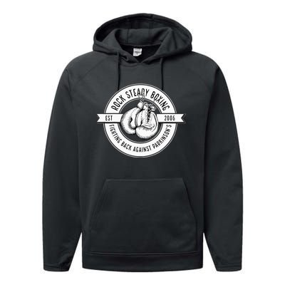 Rock Steady Boxing Fighting Back Against Parkinson Est 2006 Performance Fleece Hoodie