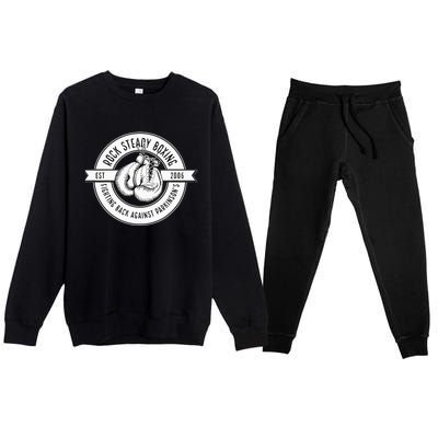 Rock Steady Boxing Fighting Back Against Parkinson Est 2006 Premium Crewneck Sweatsuit Set